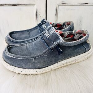 Hey Dude Wally Stretch Bue Slip on Loafers Comfort Shoes Mens Size 11